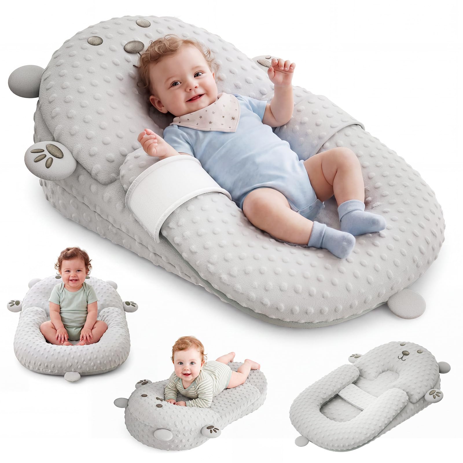 Baby Lounger Pillow, Nursing Pillow & Tummy Time Mat with Washable Cover | Baby 