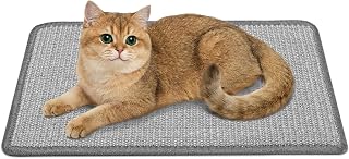 Gimars 50 x 30 cm Cat Scratching Mat, Natural Sisal Cat Scratcher Pad, Non-Slip Couch, Carpet & Wall Protector Guard for Indoor Cats, Grey