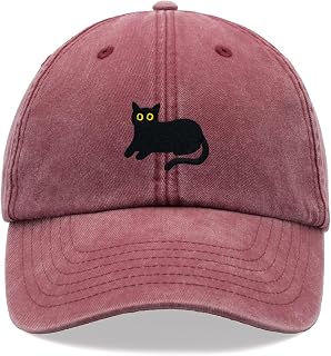 Black Cat Lying Down Baseball Cap Vintage Washed Unisex Dad Hat Adjustable Pet