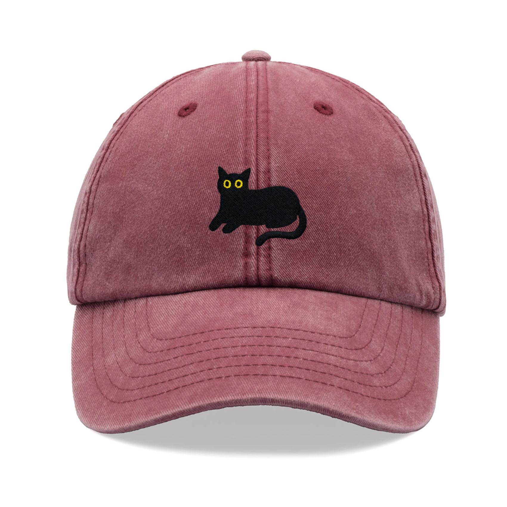 Black Cat Lying Down Baseball Cap Vintage Washed Unisex Dad Hat Adjustable Pet