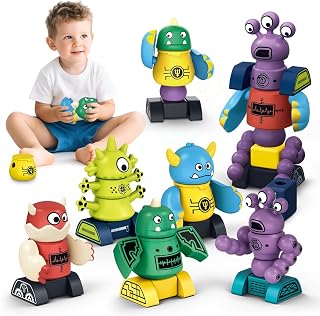 Cooldele STEM Magnetic Robot Toys for Kids Ages 3 4 5 6 7 8 | Transformable Stacking Robots and Monsters with Storage Box,Awesome Birthday Xmas Gift for Boys Girls Kids Ages 3-8