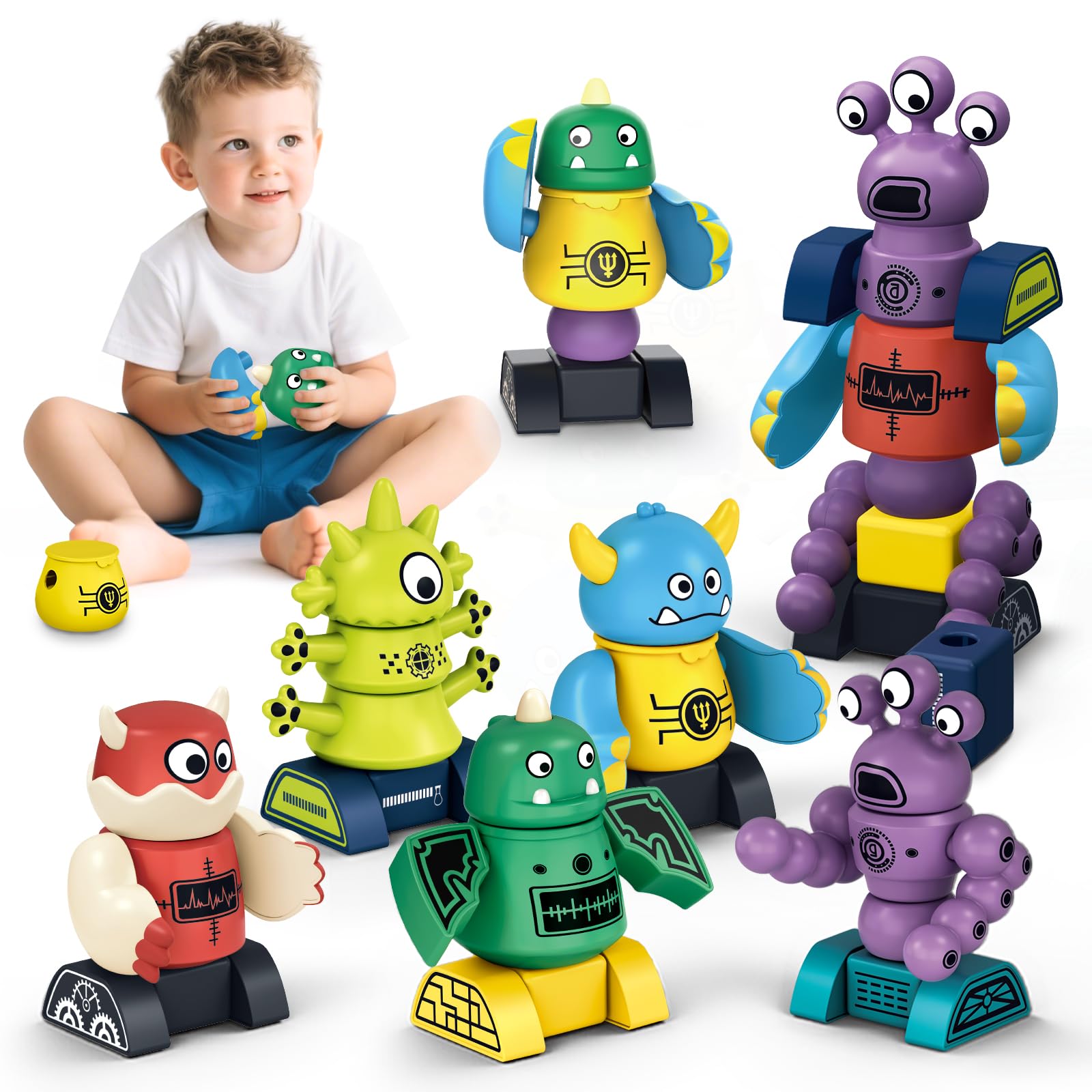 Cooldele STEM Magnetic Robot Toys for Kids Ages 3 4 5 6 7 8 | Transformable Stac