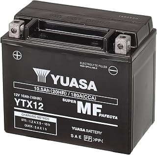 Yuasa YTX12 12V 180 CCA Maintenance Free VRLA AGM Motorbike Battery | 12V VRLA Battery, 10.5 Ah, 180 CCA, Sealed & Spill-Proof, Vibration Resistant