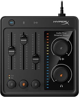 HyperX Audio Mixer Audio Interface for PC Mac Compatible XLR Mics Low-Noise Recordings Plug and Play for Creators, Black 73C12AA (Renewed)