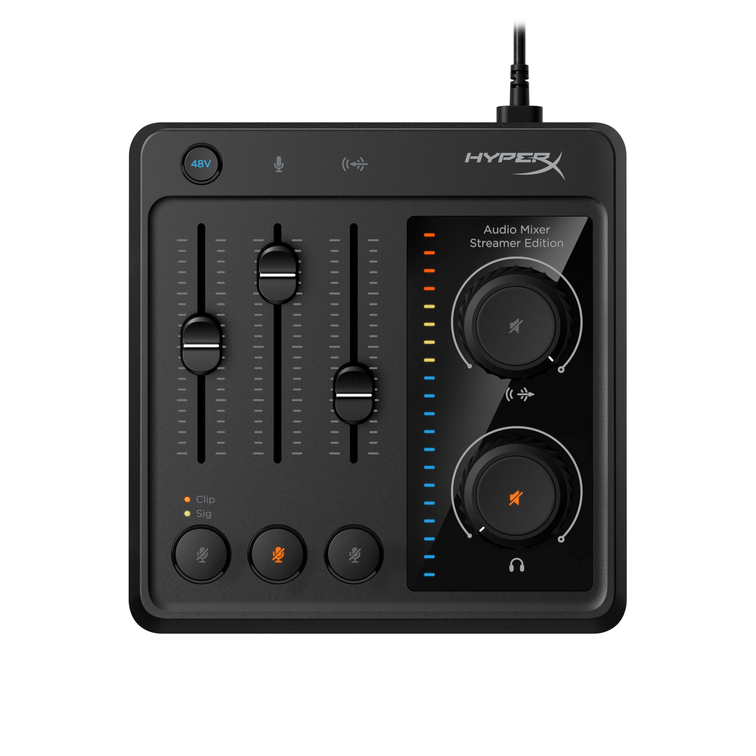 HyperX Audio Mixer Audio Interface for PC Mac Compatible XLR Mics Low-Noise Reco