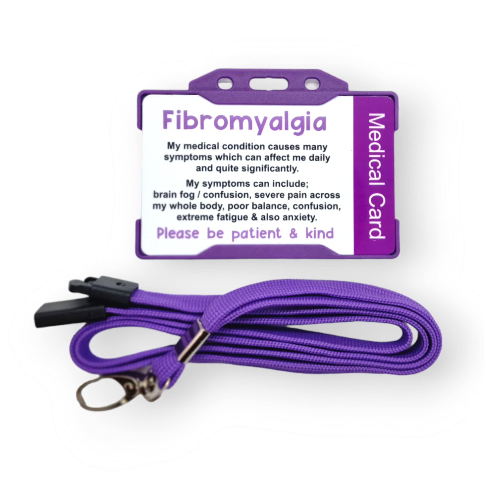 Fibromyalgia Awareness Medical Card with Lanyard - Hidden Disability Awareness