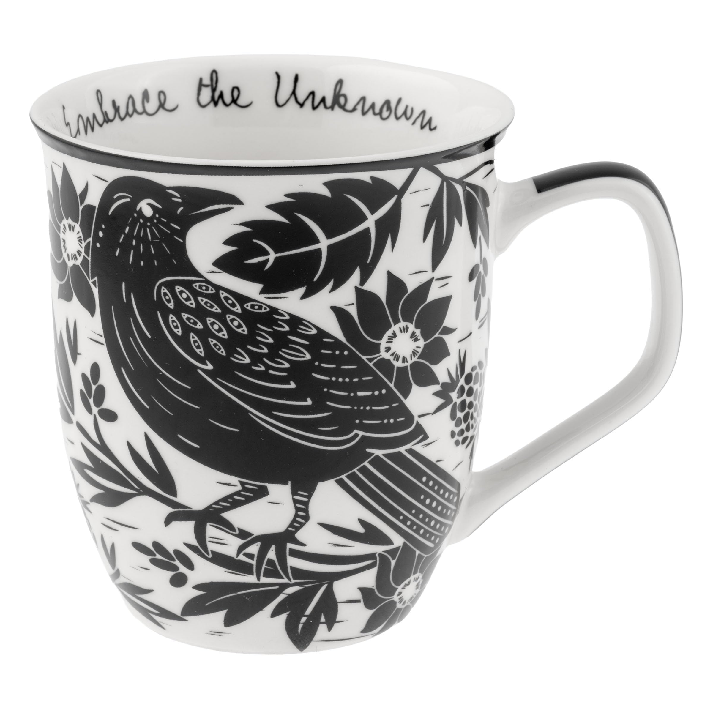 Karma Gifts, 14 oz Black and White Boho Mug, Cute Coffee and Tea Mug, Ceramic Co