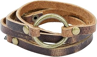 Handmade Leather Bracelet, Symbolic Adjustable Circle Wrap