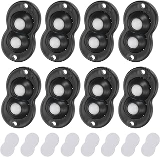 8 Pcs Self Adhesive Caster Wheels 360 Degree Swivel Mini Caster Rolling Rollers Universal Adhesive Swivel Wheels for Furniture Storage Bin Trash Can (Black, 2 Nylon Rolling Balls)