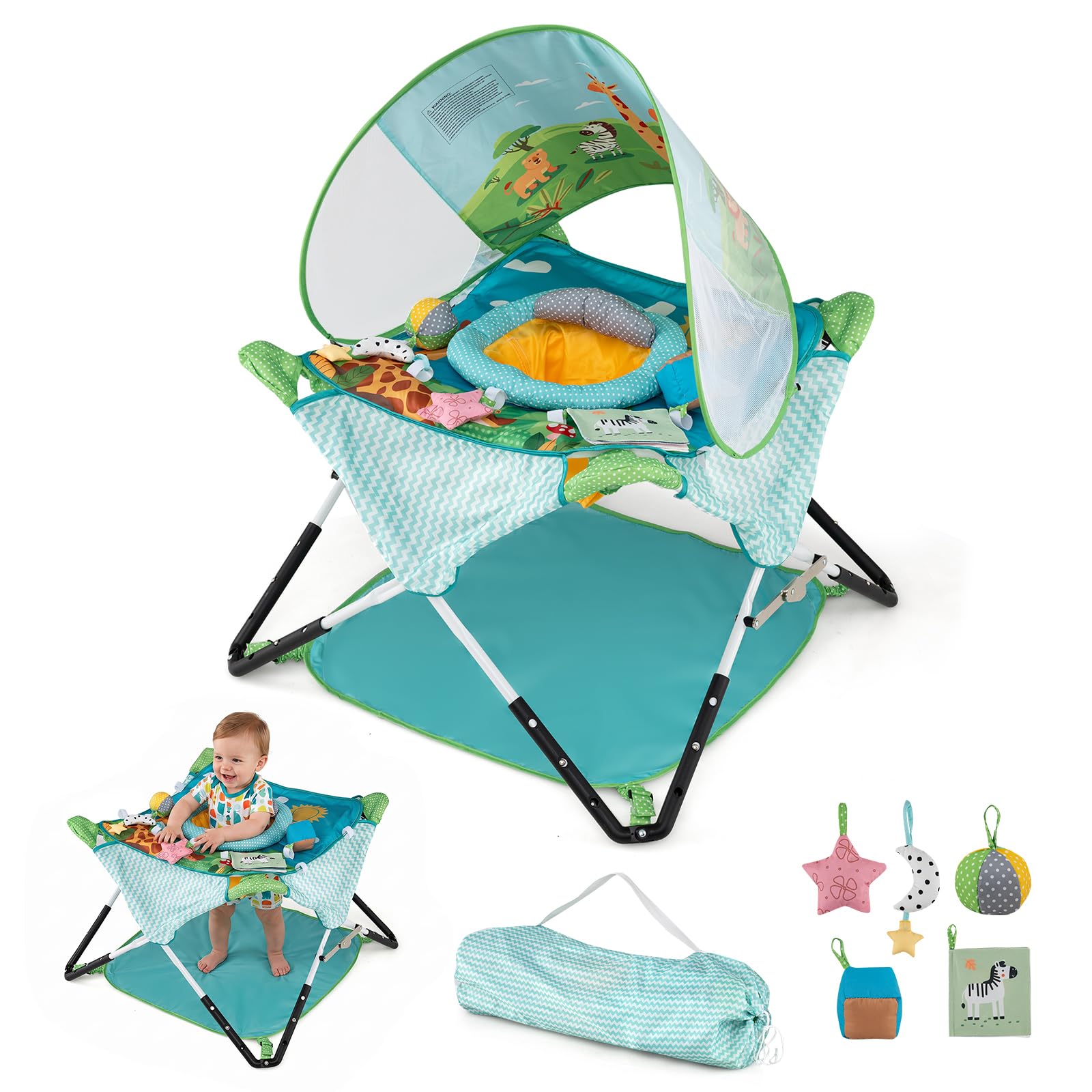 BABY JOY Portable Baby Activity Center with Carrying Bag (Blue) | Foldable Indoo
