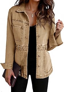 Tankaneo Women Denim Jacket,Oversized Button Down Distressed Denim Jacket with Pockets 2025