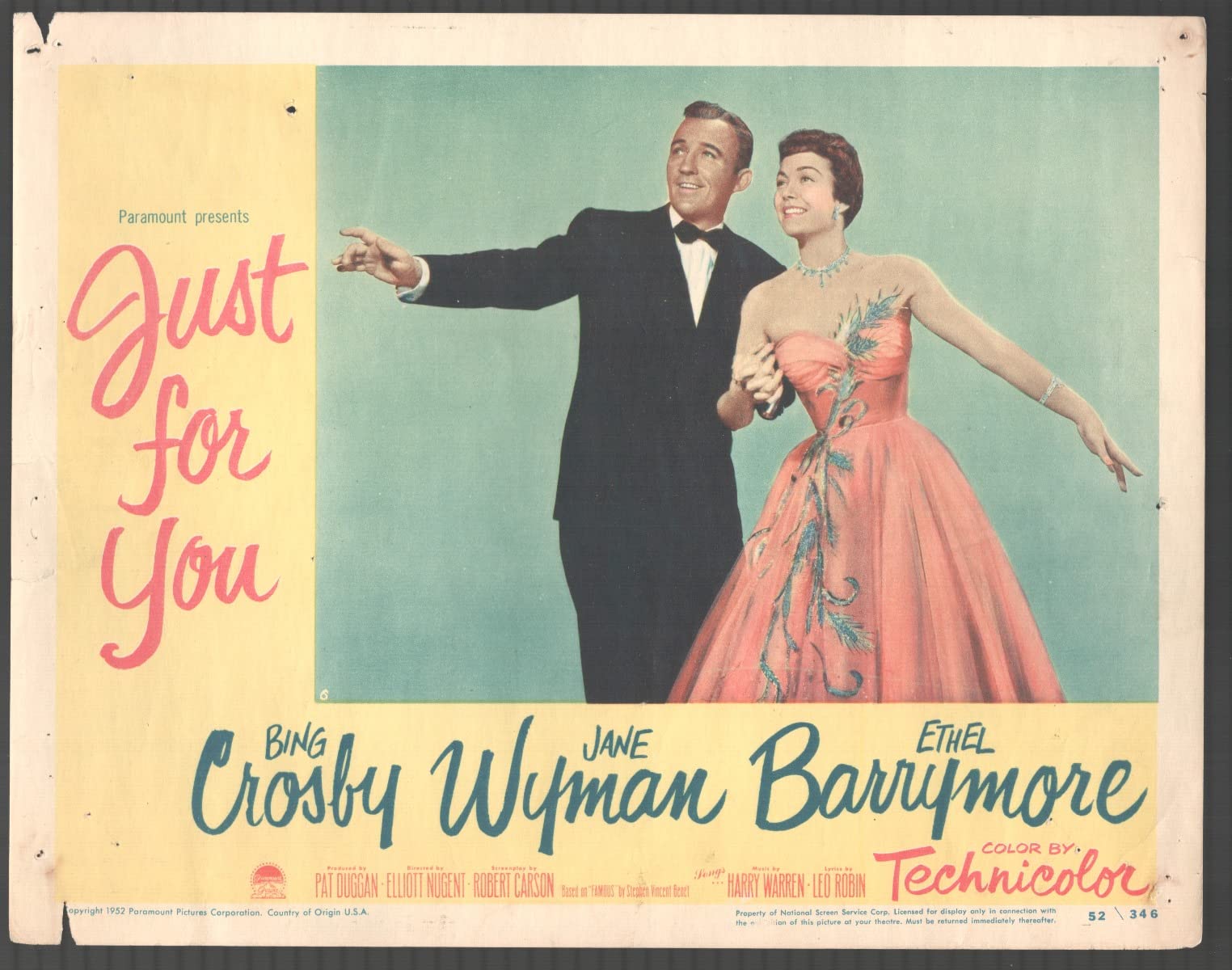 MOVIE POSTER: Just For You 11"x14" Lobby Card #6 Bing Crosby Jane Wyman