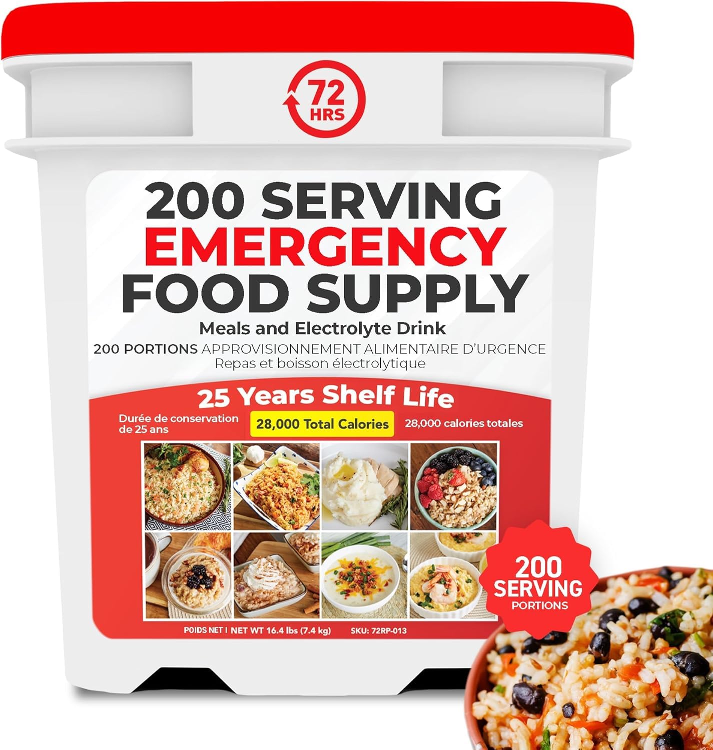 72HRS Emergency Food Supply Kit, 2000 Cal, 200 Servings, 25-Yr Shelf Life | Surv