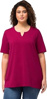 Ulla Popken Flared Cut T-Shirt with Tunic Neck and Half Sleeves 807259