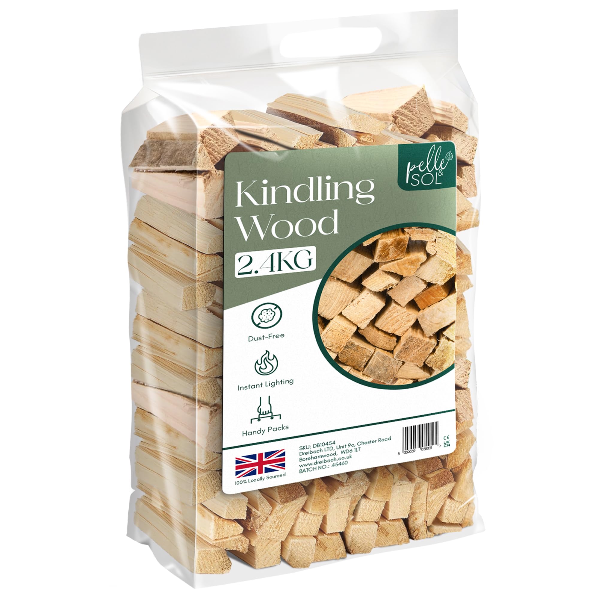 Pelle & Sol 2.4kg Kindling Wood, 1 Pack for Fireplaces, Stoves & BBQs