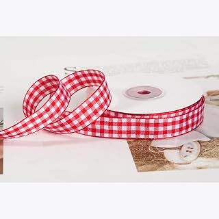 5/8" x 25 Yards Red Gingham Ribbon Buffalo Check Ribbon for Gift Wrapping, DIY Crafts, Weddings, Holiday Party Decorations