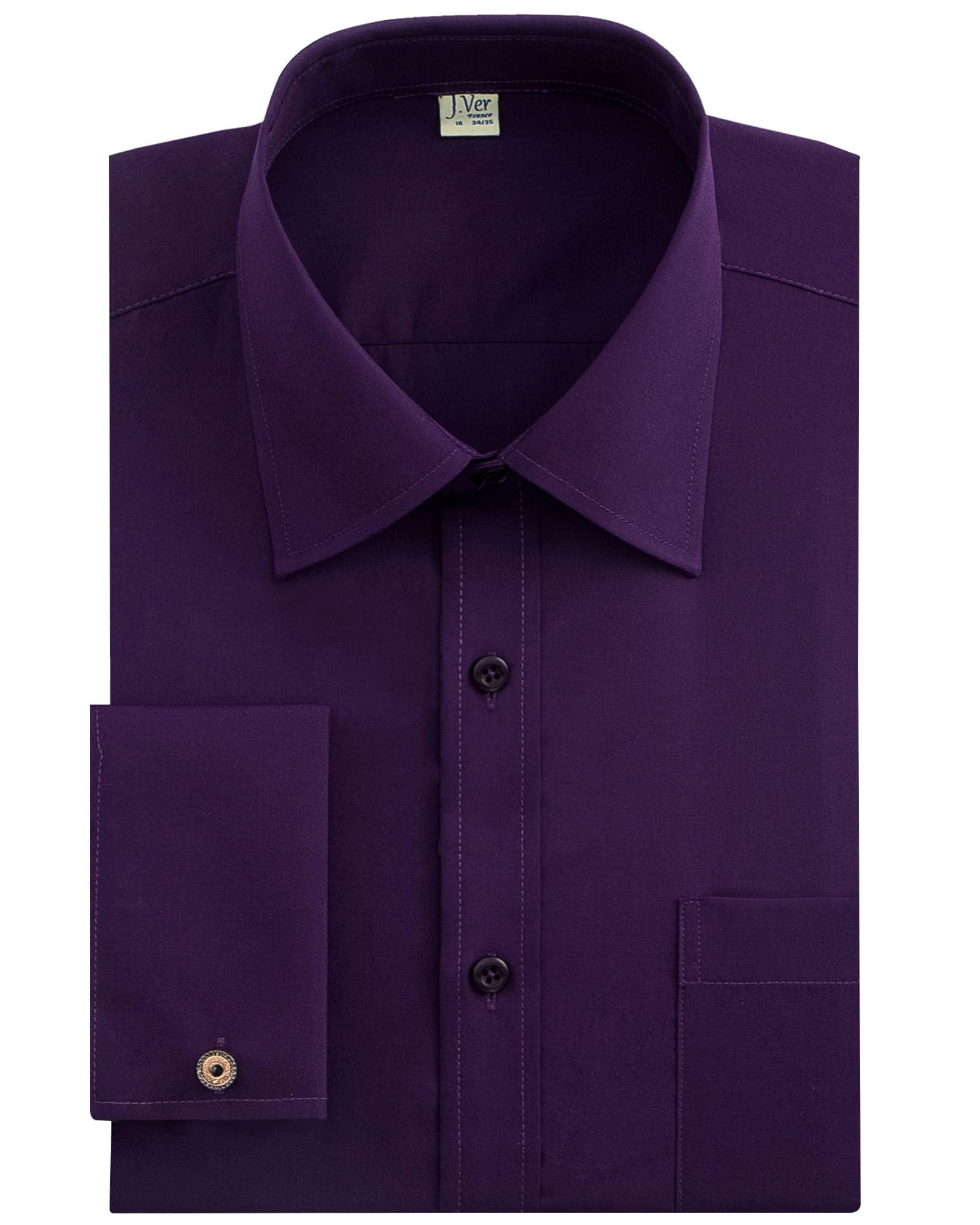 J.VER Men's Long Sleeve Pleated Tuxedo Shirt Button Down Shirt for Prom Party We