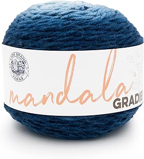 Lion Brand Yarn, Mandala Gradient Variegated Yarn, Steel Blue, 1 Pack | Variegated Worsted Weight Acrylic Nylon Knit & Crochet Fiber for Ombre Blankets, Colorful Sweaters, Hats, Scarves