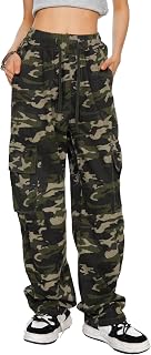 HVEPUO Camo Pants Women's High Waist Wide Leg Casual Camo Cargo Pants