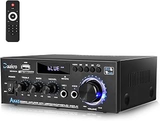 Daakro AK45 Stereo Audio Amplifier 300W Bluetooth 5.1 | 2 Channel Power Amplifier System, Home Amplifiers FM Radio, USB, SD Card, with Remote Control Home Theater Audio Stereo