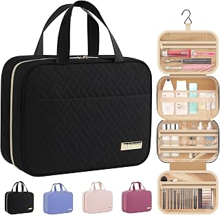 HOTOR Hanging Travel Toiletry Bag Women Essentials,Makeup Wash Bag | Big Comparment Waterproof Travel Accessories, Holiday, Ladies Foldable Cosmetic Bag, Gift, Black, 28.4 x 22.6 x 8.1cm