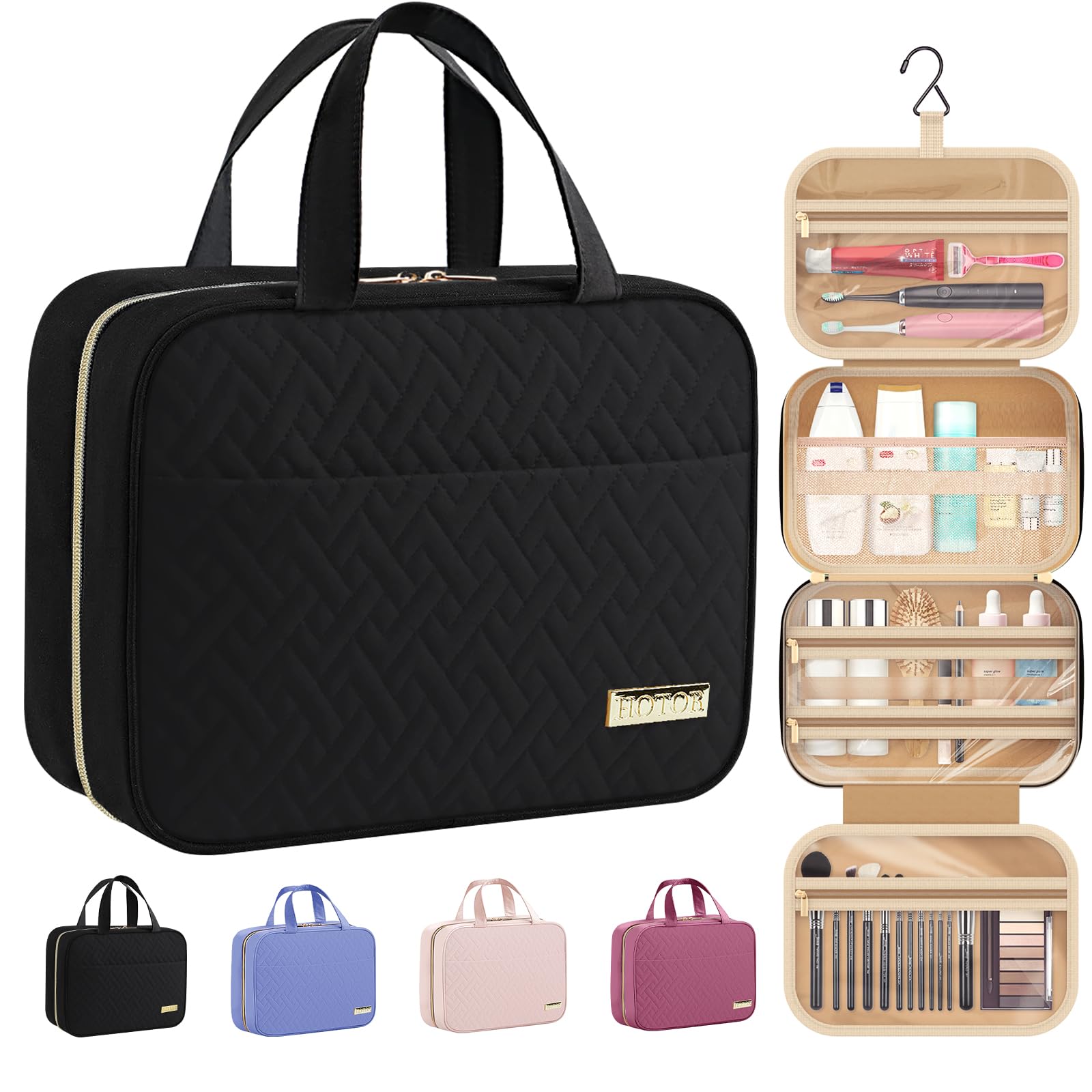 HOTOR Hanging Travel Toiletry Bag Women Essentials,Makeup Wash Bag | Big Comparm