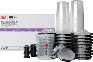 3M PPS 2.0 Spray Gun Cup, Lids and Liners Kit, 26024, 28 oz, Large | 200-Micron Filter, 1 Paint Cup, 50 Disposable Lids and Liners, 32 Sealing Plugs, Use w/ Paint Gun for Cars, Furniture, Home