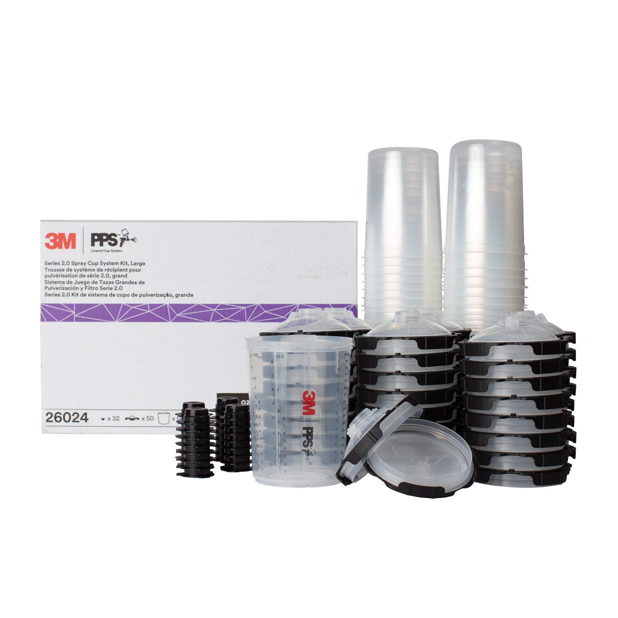 3M PPS 2.0 Spray Gun Cup, Lids and Liners Kit, 26024, 28 oz, Large | 200-Micron 