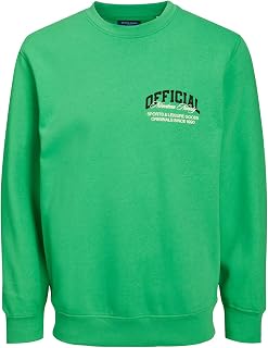 JACK & JONES Basic Round Neck Sweatshirt - Solid Long Sleeve Pullover JJEBRADLEY.