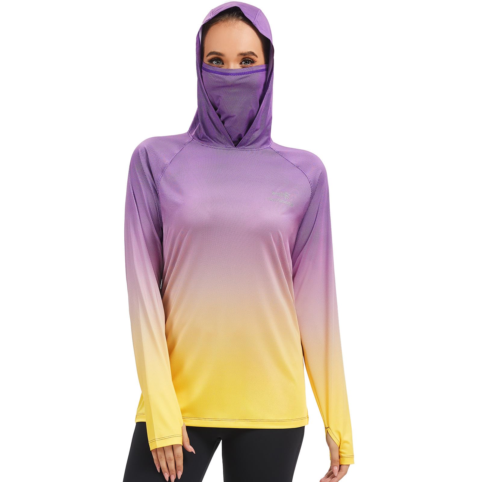 Bassdash FS23W Women's UPF 50+ Fishing Hooded Shirt with Face Mask and Thumb Hol