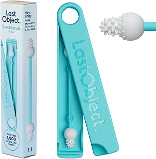 LastSwab Baby Reusable Silicone Cotton Buds - Soft Ear & Nose Cleaner for Newborns & Infants - Washable, BPA Free, Zero Waste, Case - Turquoise