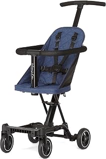 Dream On Me Coast Rider Lightweight Travel Stroller, 45 Lb Limit, Navy | 5-Point Harness, Smooth Wheels, Compact Stroller, Theme Park Approved, Quick Fold, Converts to Rider & Scooter