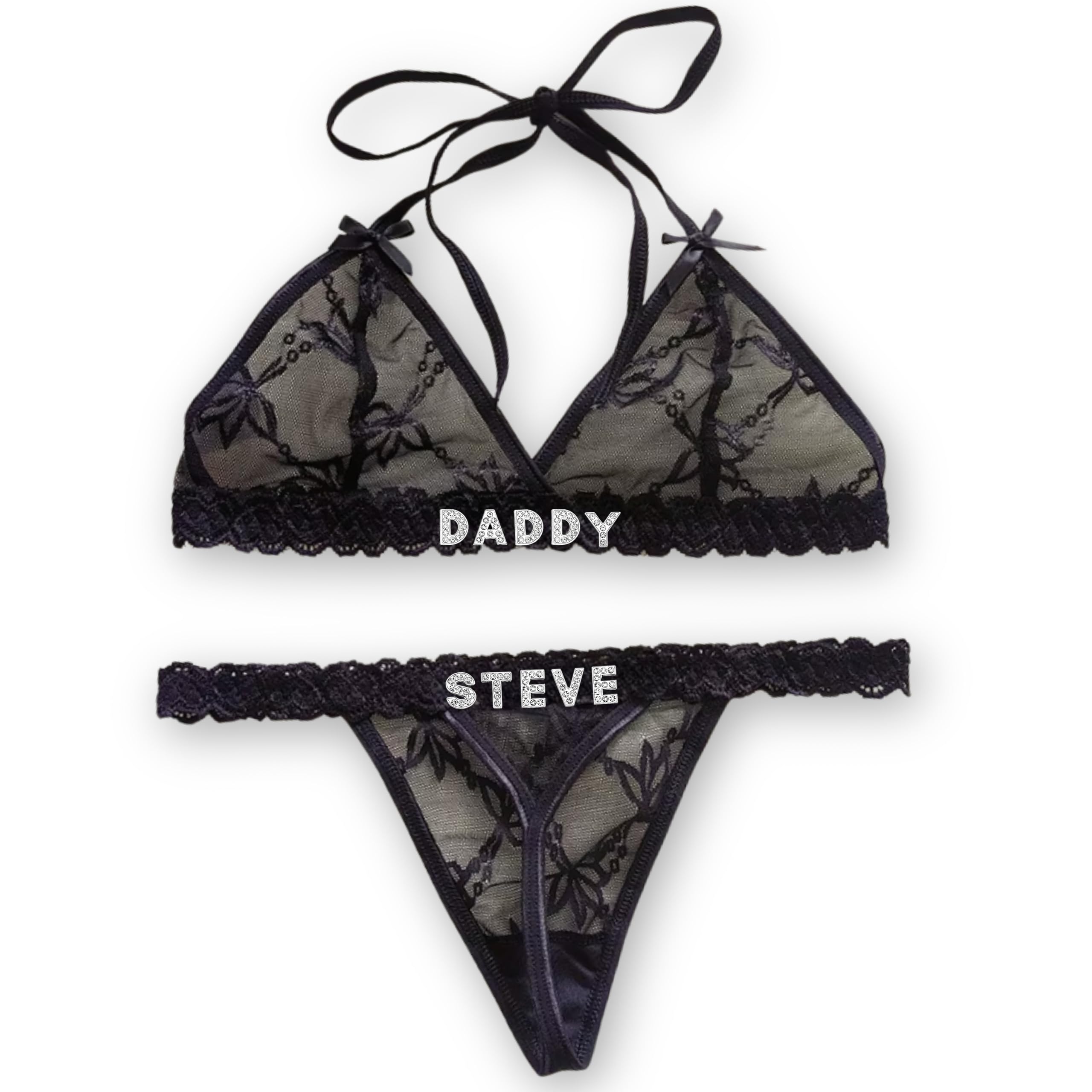 Personalised Thong and Bra Set - Personalised Name Bra, Custom Name thong, Custo