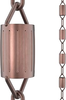 Rain Chains Direct - Scallop Rain Chain - 8.5 FT - Pure Solid Copper - Premium Rain Chains for Gutters