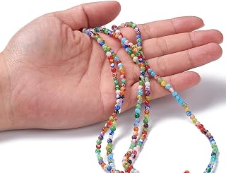 500pcs 4mm Handmade Millefiori Glass Beads Round Beads for Jewellery Making Bracelet Necklace DIY Crafts Making
