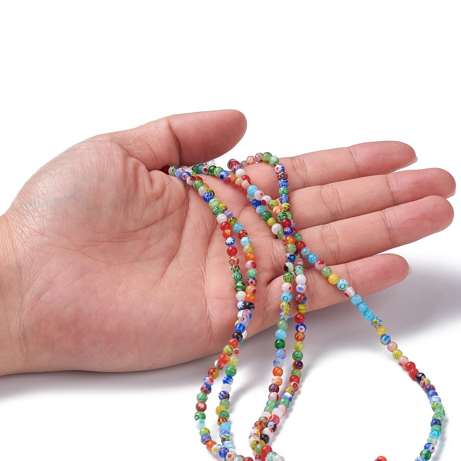 500pcs 4mm Handmade Millefiori Glass Beads Round Beads for Jewellery Making Brac