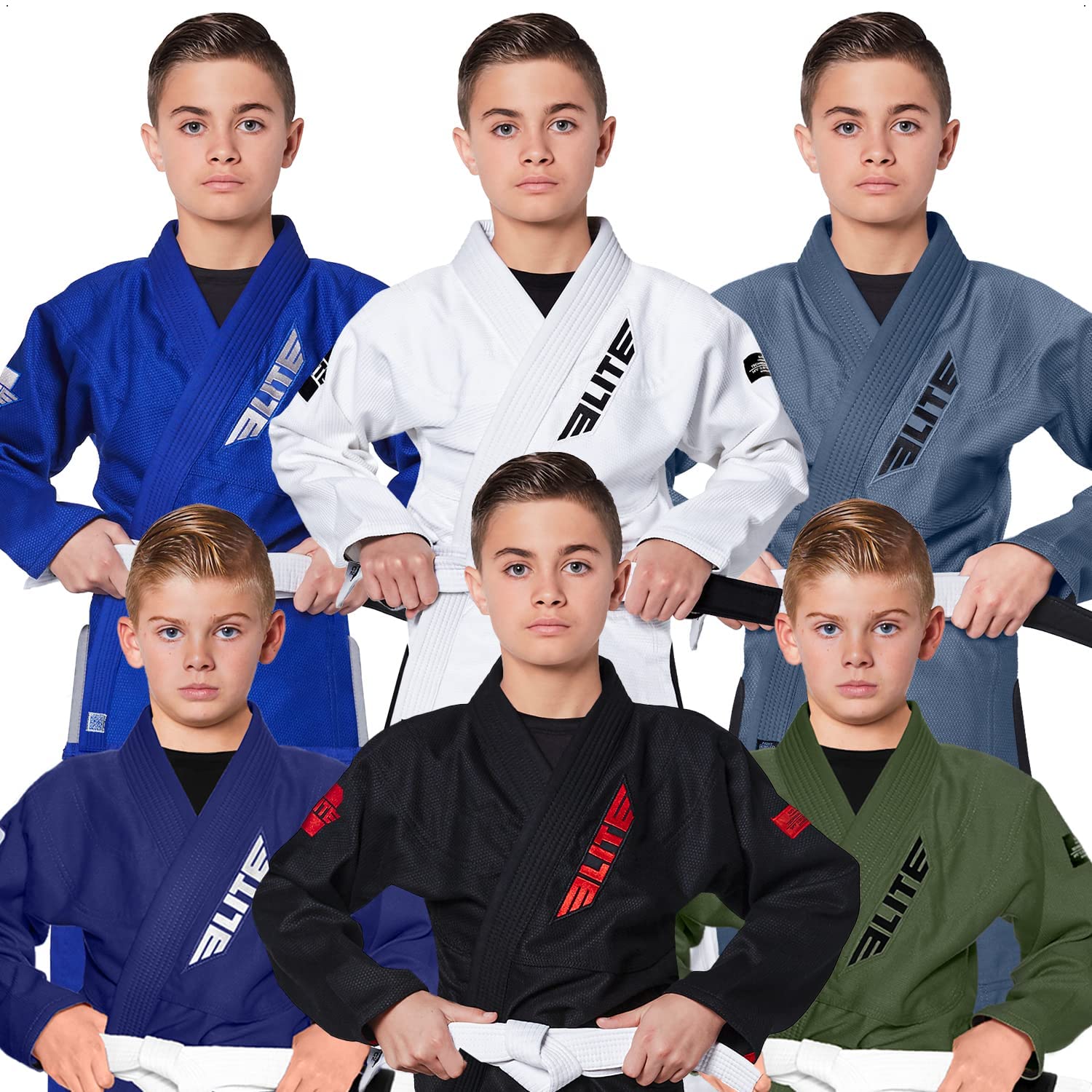 Elite Sports IBJJF Ultra Light BJJ Brazilian Jiu Jitsu Gi for Kids with Preshrun