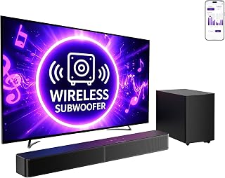 ULTIMEA Sound Bar with Wireless Subwoofer, App Control, for Home Theater | 240W Peak Power, VoiceMX & BassMX, 2.1ch Soundbar for Smart TV, Adjustable Bass, HDMI, Optical, Bluetooth 6.0, Poseidon M30