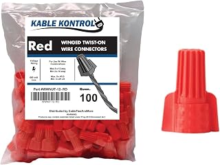 Kable Kontrol Wire Connectors for Electrical Wires 16-12 AWG - 100 Pcs - Winged Wire Caps Screw Terminals Twist fits Wire – Red