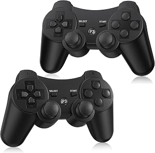 Yinjie 2 Pack Wireless Controller for PS3, Compatible with Playstation 3 | with 2 Charging Cables (black)