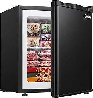 EUHOMY 1.1 Cu.ft Upright Freezer, Reversible Door Mini Freezer, Black | Compressor Cooling, 7-Level Thermostat, -7.6°F to 6.8°F, Adjustable Shelves, Reversible Door, Low Noise, Dorm Use