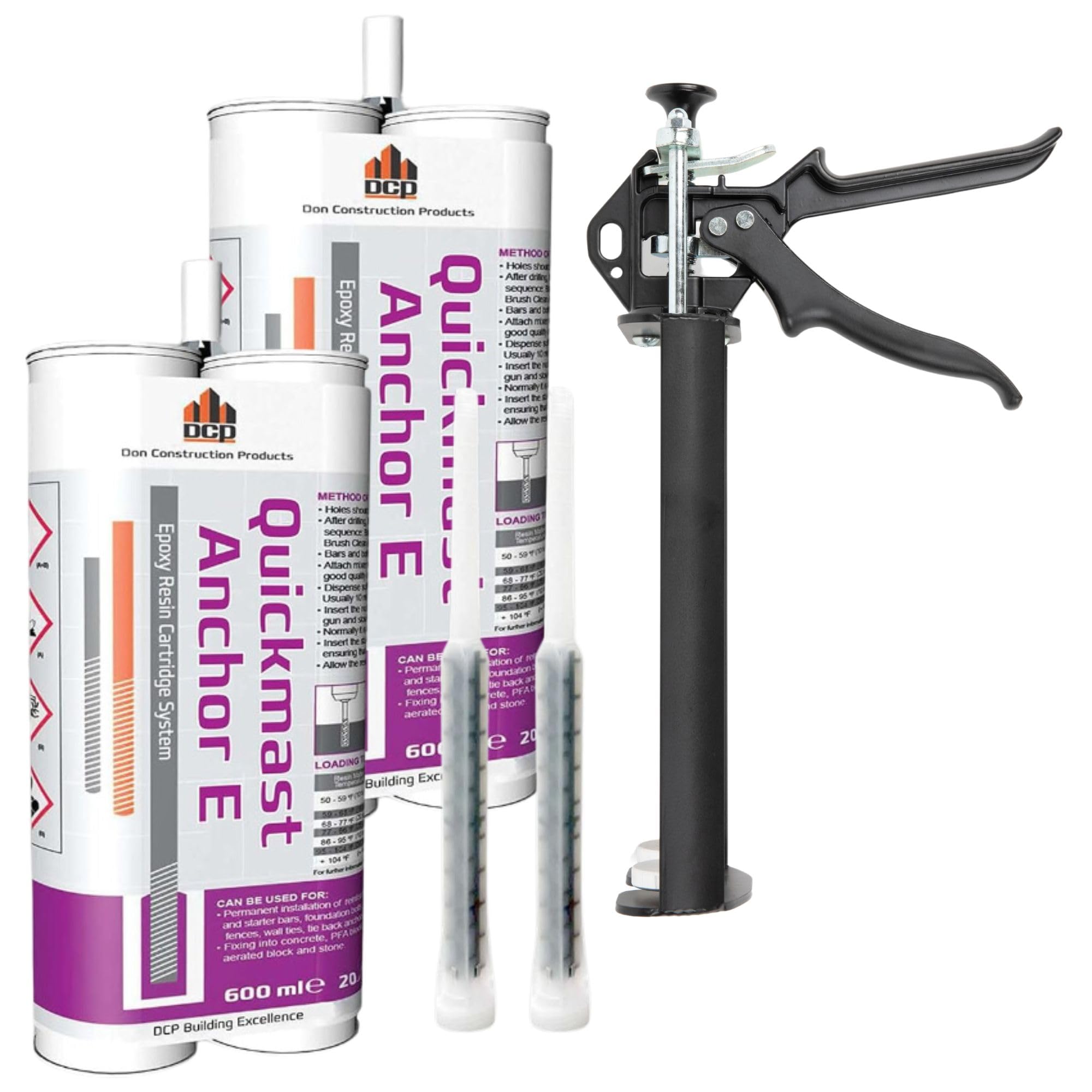 Quickmast E 20.2 fl oz. Concrete Anchor Epoxy, 2-Pack with Epoxy Gun - Two-Part 