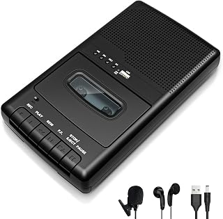Portable Cassette Player Recorder .Built-in Speaker to Listen to Cassettes | Tape Converter with Headphone Jack,Record to Cassettes/USB via Mic, Portable Cassette to WAV Music via U Disk