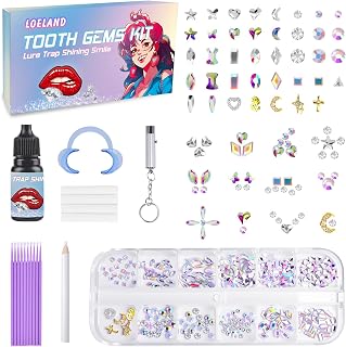 Tooth Gem Kit, DIY Crystals Teeth Jewelry Kit, Tooth Gems Starter Set | 247 Gems, 22 Shapes, Multiple Sizes, Professional Teeth Gems, Easy Tools, Fashionable Smile Decor, DIY Party Styling