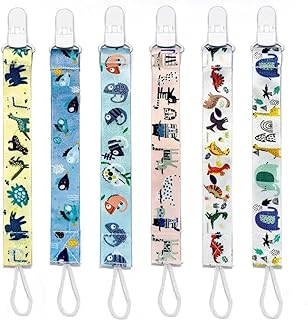 PandaEar 6 Pack Baby Pacifier Clips| Universal Neutral Pacifier Holder Binky Clips for Boys and Girls Teething| Most Pacifier Styles and Baby