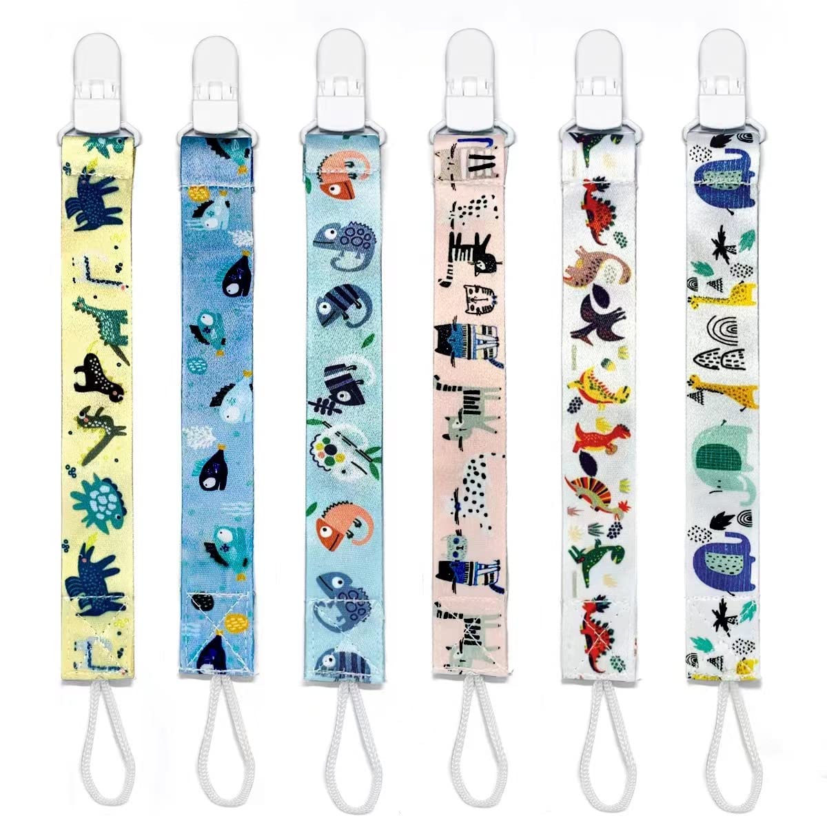 PandaEar 6 Pack Baby Pacifier Clips| Universal Neutral Pacifier Holder Binky Cli