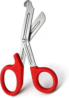 First Aid Scissors, Bandage Tough Cut Tuff-Cut Trauma Medical Shears for Nurses, Paramedics Doctors Students Theatre Hospitals, Veterinary, Firefighter, Rescue, Home and DIY (Red, 7.5 Inches)