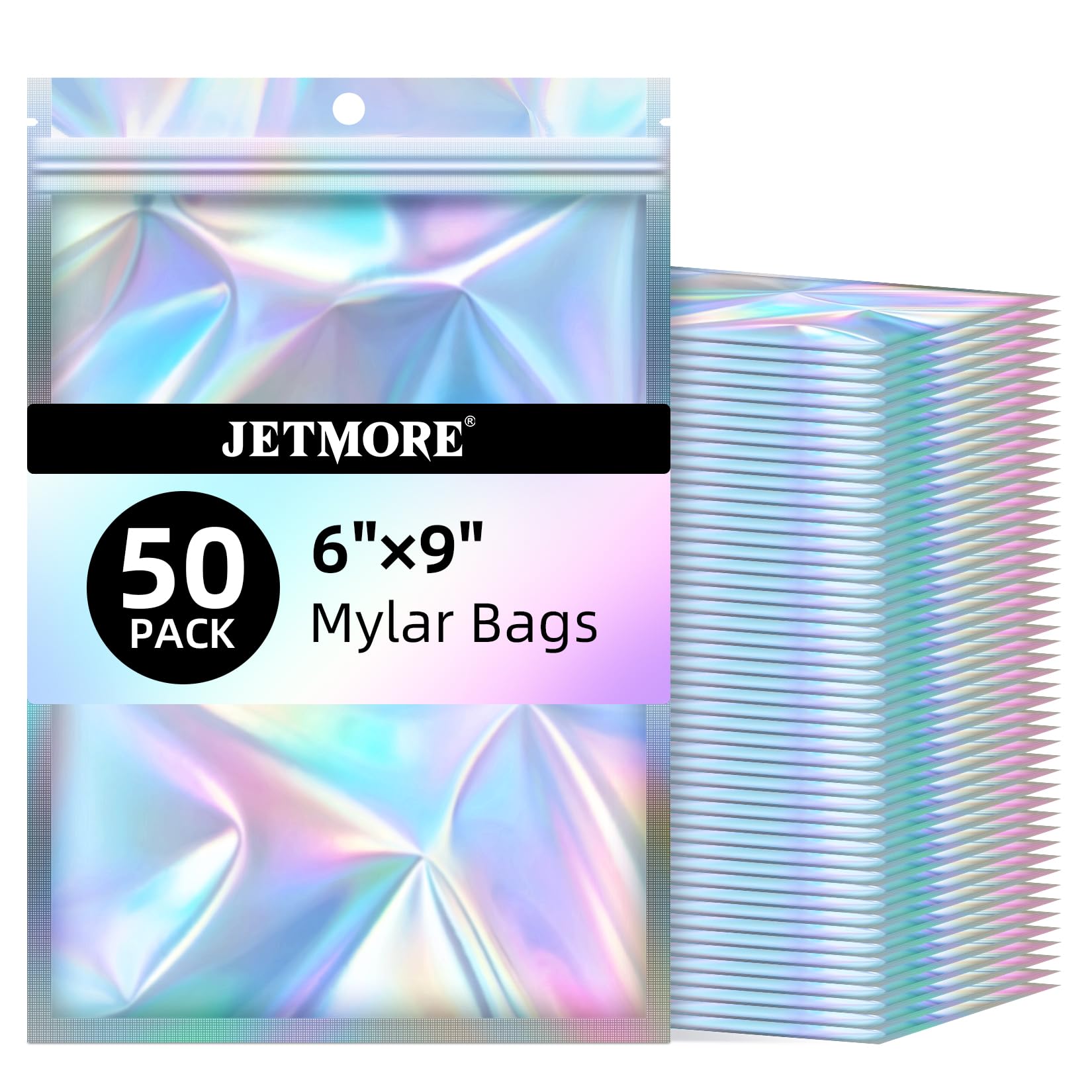 JETMORE Holographic Bags 50 PCS Mylar Bags 6x9" Resealable Embroidery Bags | Sme