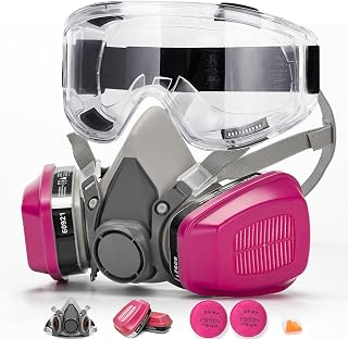 RANKSING Reusable Half Facepiece Shield 6200 with 60921 Filters to Against Dust, Fumes, Asbestos while Painting, Spraying, Sanding, Welding, Construct, DIY and Other Worker PPE