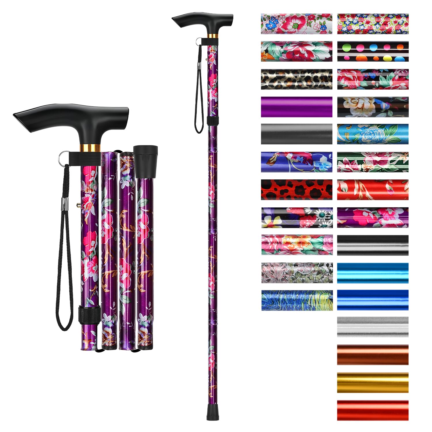 supregear Walking Stick - Adjustable Folding Walking Sticks for Women and Men - 
